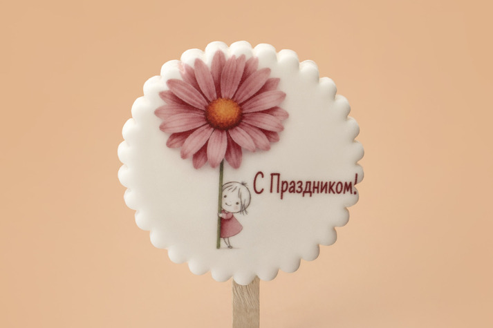 Открытка Девочка с цветком изделие кондитерское из сахарных масс