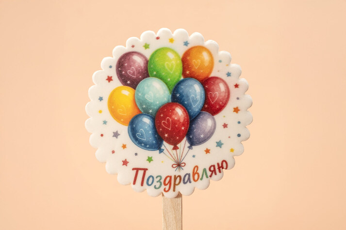 Открытка Поздравляю изделие кондитерское из сахарных масс
