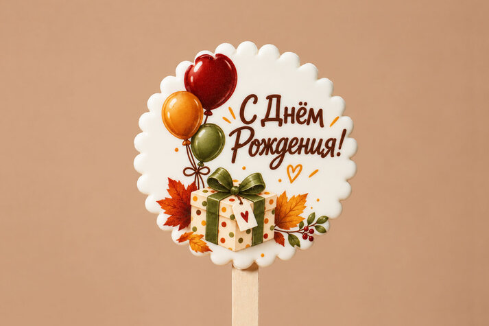 Открытка С Днем Рождения изделие кондитерское из сахарных масс